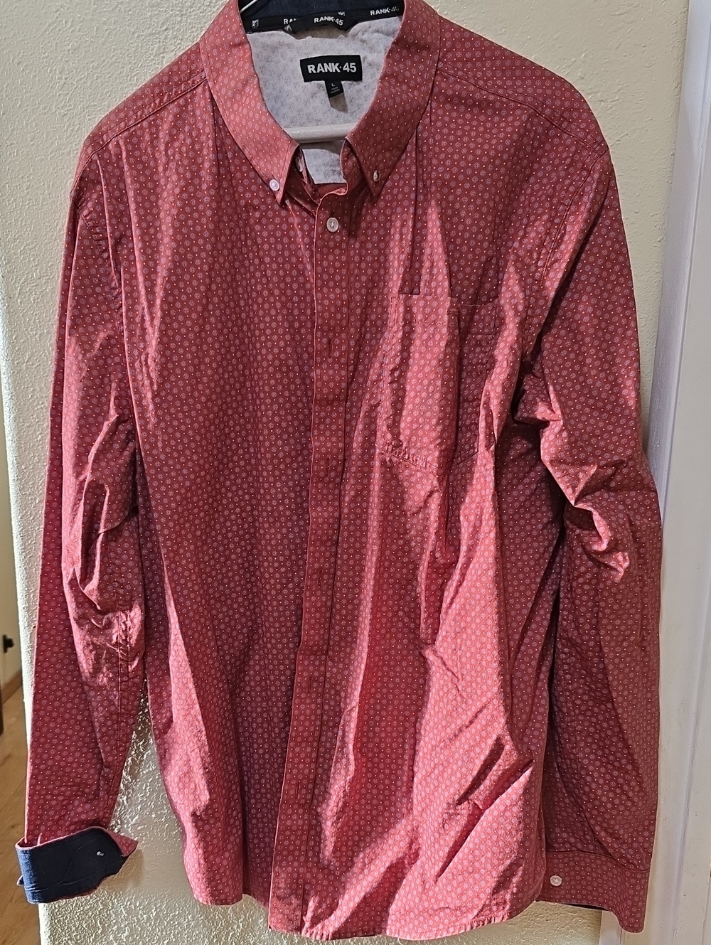 Rank 45 Men’s Long Sleeve Button-Down Shirt in Red